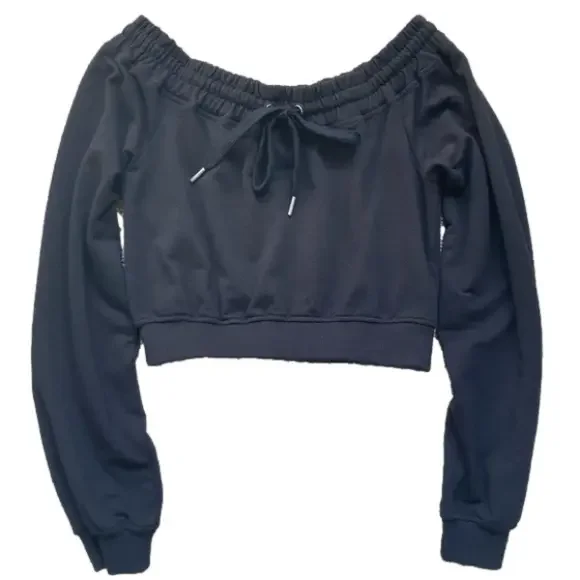 🦋2 For $50🦋Cropped Off-Shoulder Sweatshirt - Picture 2 of 4